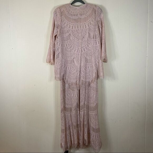 Vintage 70’s Damianou Crochet Scalloped Fringe Maxi Dress and Jacket - Picture 2 of 13